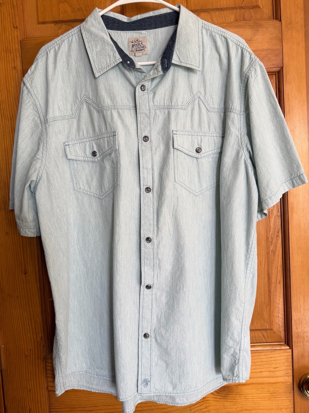 Moon Shine Spirit Light Blue Short-Sleeve Men's Shirt-XL